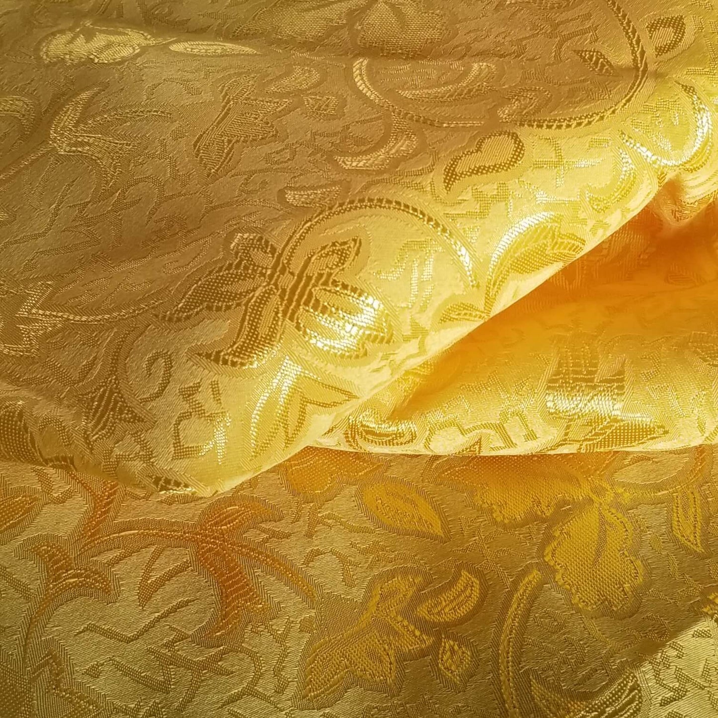 Yellow Luxury floral brocade fabric
