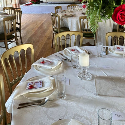 Damask Soft White Tablecloth