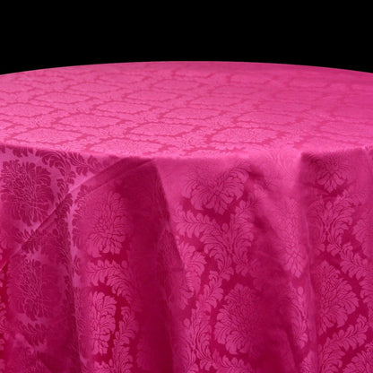 Fuchsia or Shocking Pink Damask Tablecloth for Mehndi Maiyan - 120 inch round