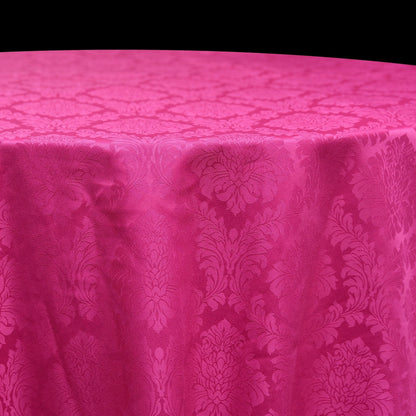 Fuchsia Pink Damask Tablecloth for Mehndi Maiyan - 120 inch round