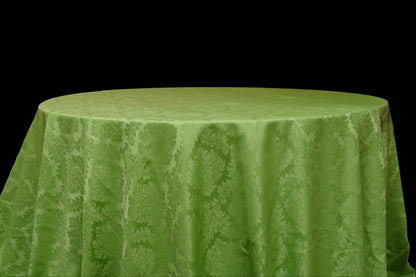 apple green Jacquard Damask Table cloth cover for Wedding event Mehndi Maiyan - 120 inch round